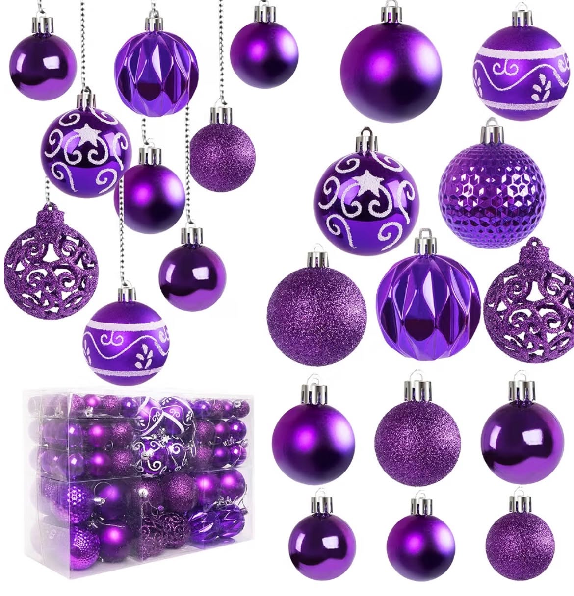 100Pcs Christmas Ball Ornaments for Christmas Tree Decoration Baubles Shatterproof Balls Hanging Ornaments for Xmas Holiday Party Home Decorations