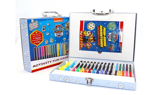 PAW Patrol Activity Fun Case - Colour & Carry Kit - 2 Activity Books - 10 Felt-Tip Pens - 50 Stickers - 2 Neon Markers - Customisable Case - Gifts for Boys and Girls Ages 3 to 5 Years