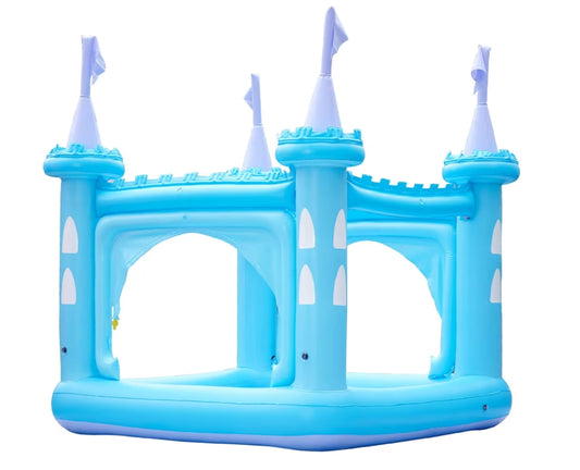 Kids Large Water Inflatable, Giant Paddling Pool with Sprinkler, Outdoor Blue Castle for Boys & Girls 208 x 208 x 216 cm with Accessories