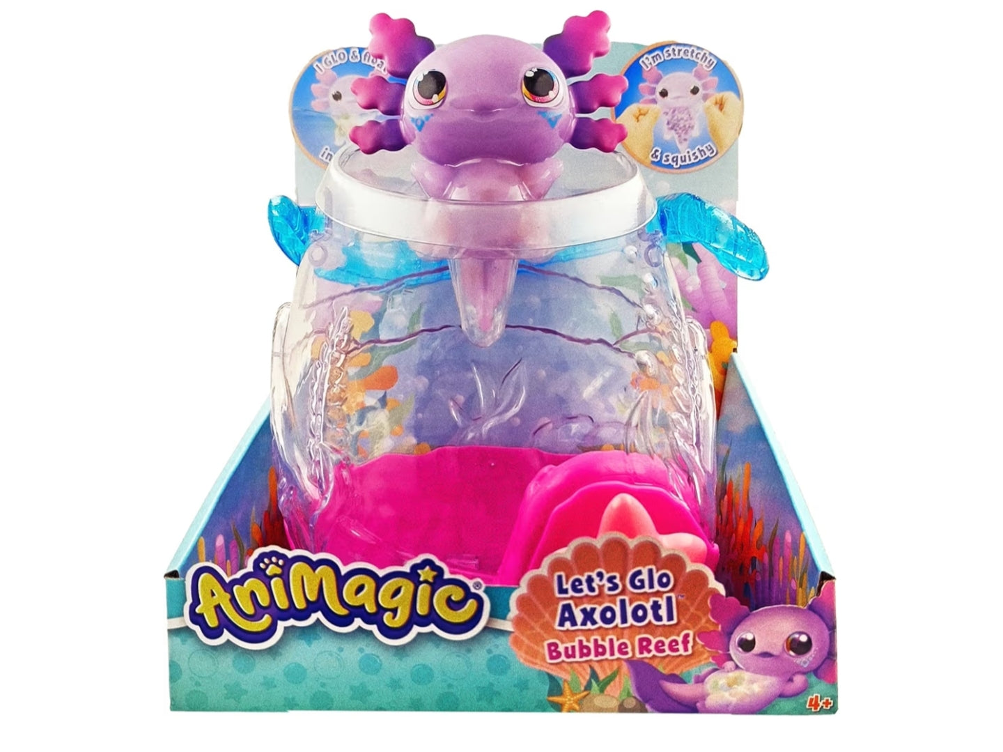 Animagic Let's Glo Axolotl Bubble Reef Interactive Electronic Pets Portable Magic Bubble Aquarium,