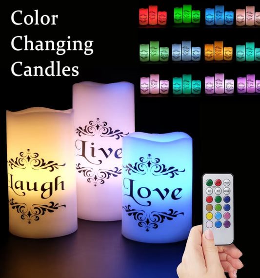 Multicolor Flameless Live Love Laugh Candles Real Wax Battery Operated
