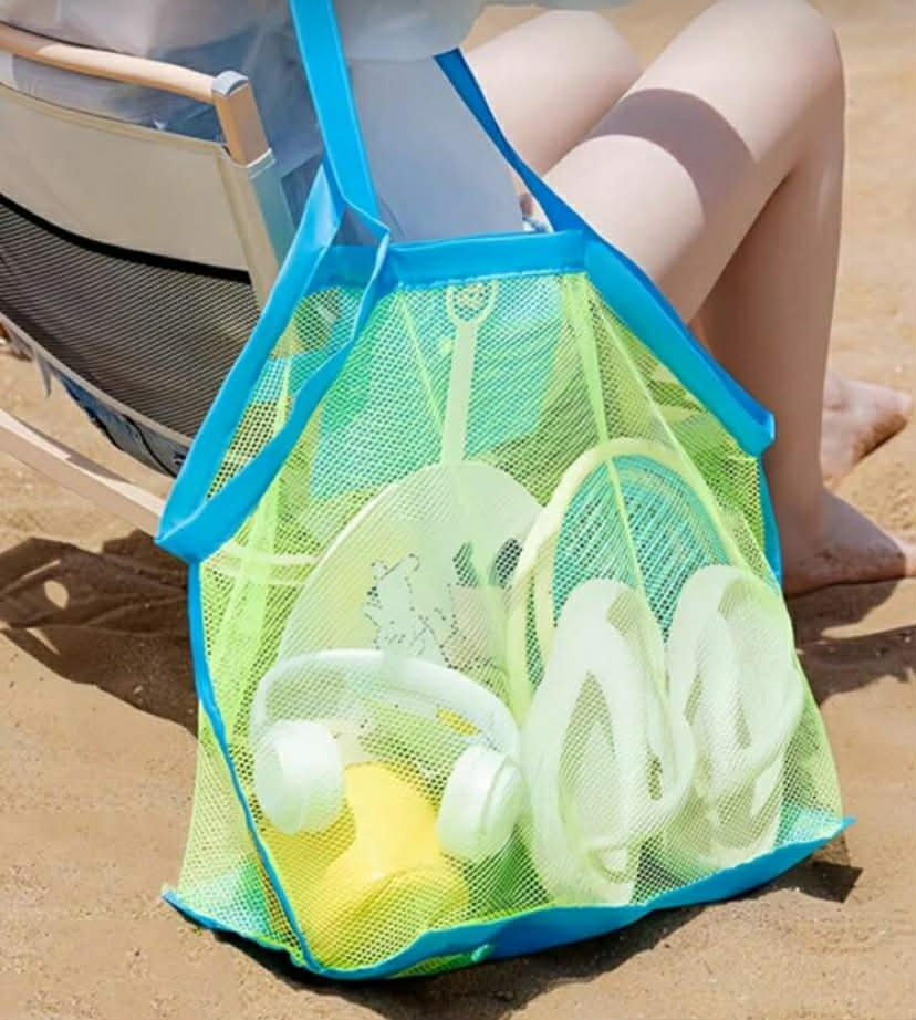 1 pc Mesh Beach Bag, Toy Storage Bag, Outdoor Travel Folding Organizing Net Bag For Travel
