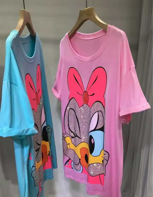 Plus Size 2-300lbs Summer Heavy Embellished T-Shirt