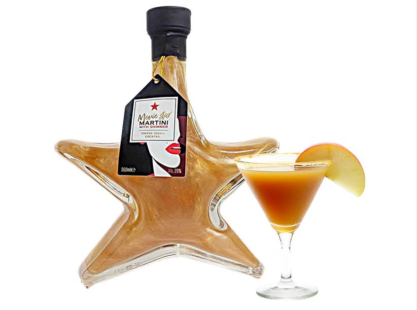 Toffee Vodka Martini Cocktail Gift - A Stylish Star Shaped Bottle 350ml Flavoured Vodka Cocktail with Shimmer. Vodka Gifts for Couples,