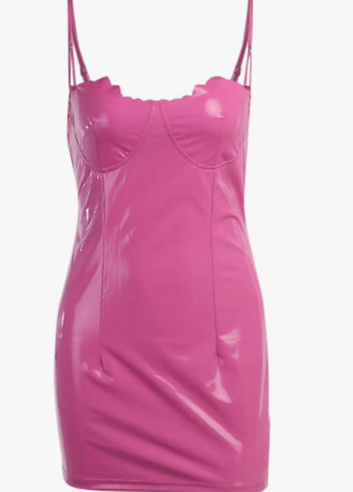 Women Sexy Faux Leather Mini Dress Spaghetti Strap Bodycon PU Short Dresses Party Club Outfits