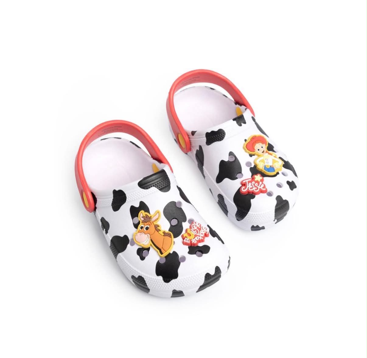Disney Toy Story Girls White Clogs Jessie & Bullseye Cartoon Print  Lightweight Ventilation Holes & Textured Footbed  Flat Heel Rear Strap  Kids Garden Shoes Merch kids
