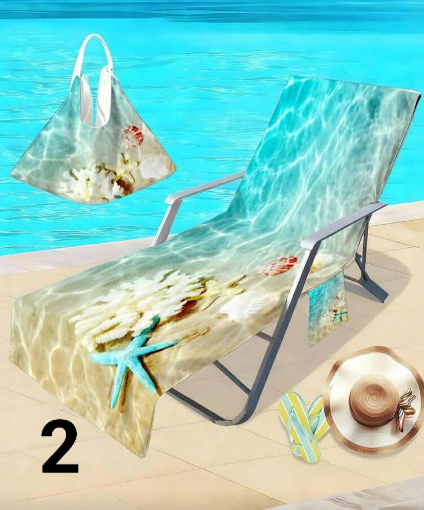 1 pc Tropical Plant, Palm Leaf Pattern Ultra-Soft Microfiber Beach Chair Cover,