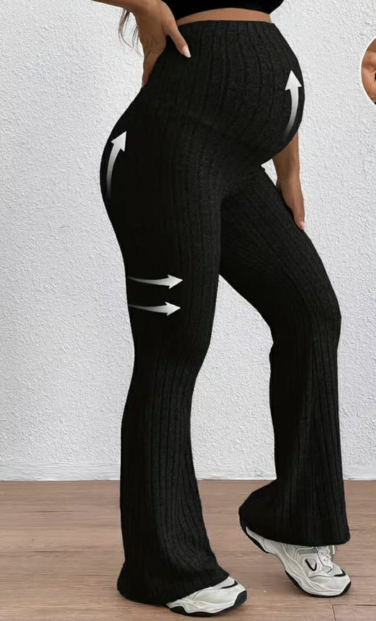 Adjustable Waist Flare Long Pants for Pregnant Women, Super High Waist