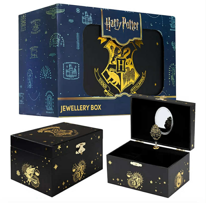 Harry Potter Musical Jewellery Storage Box for Girls with Spinning Hogwarts Crest Jewel Storage Kids,