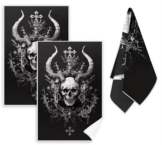 2 pcs Halloween Skull Hand Towels