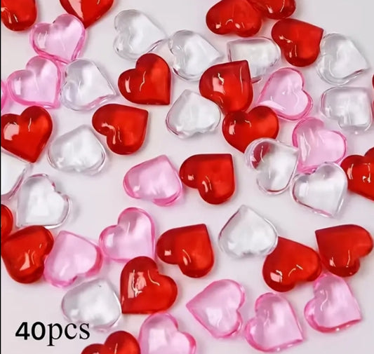 40pcs Acrylic Heart-shaped Plastic Gemstones Valentine's Day Desktop Decoration Multi-style Vase Filler Decoration
