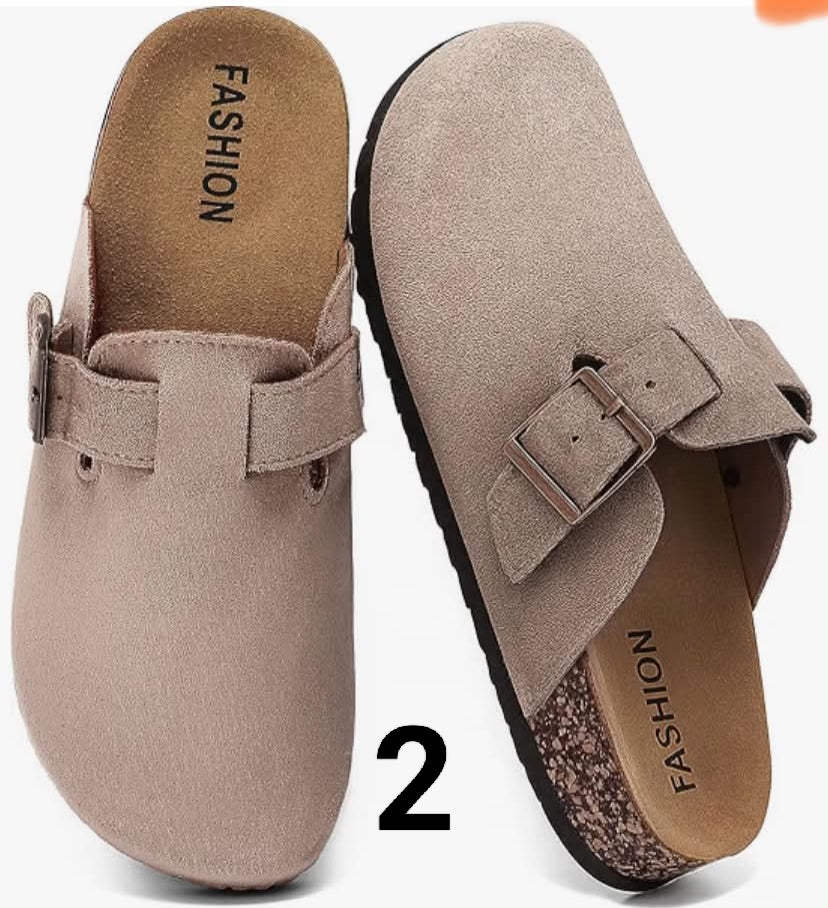 Suede Clogs Women Leather, Mules Men With Soft Cork Footbed Anti Slip