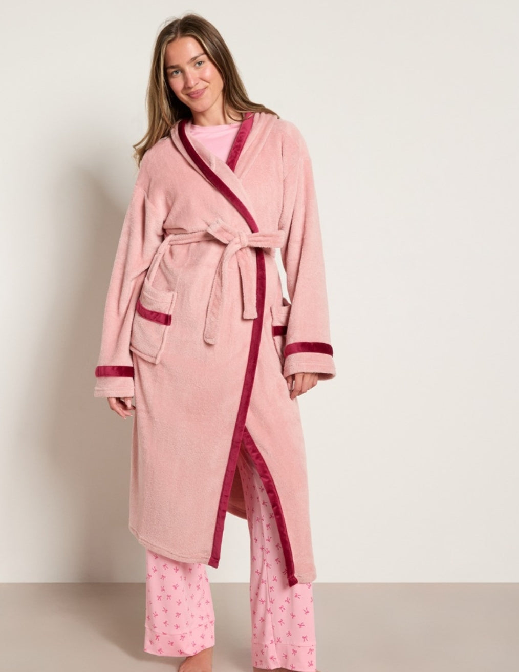Flannel Fleece Piped Edge Dressing Gown, Adults