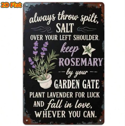 1pc Vintage Witch Wooden Herb Garden Sign - Rosemary & Lavender Plant Care Guide, Includes Magical Herb Names, Size 5.3X7.87 Inch,