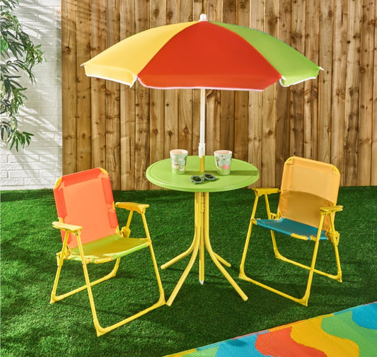 Kids Colour Block Bistro Set with Parasol