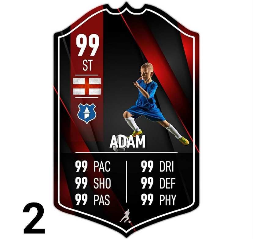 Glossy Personalise Football Card Player Stats Shield - Special Edition Printed Metal Shield Sign Wall Art