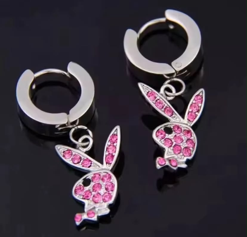 Rhinestone Rabbit Pendant Earrings