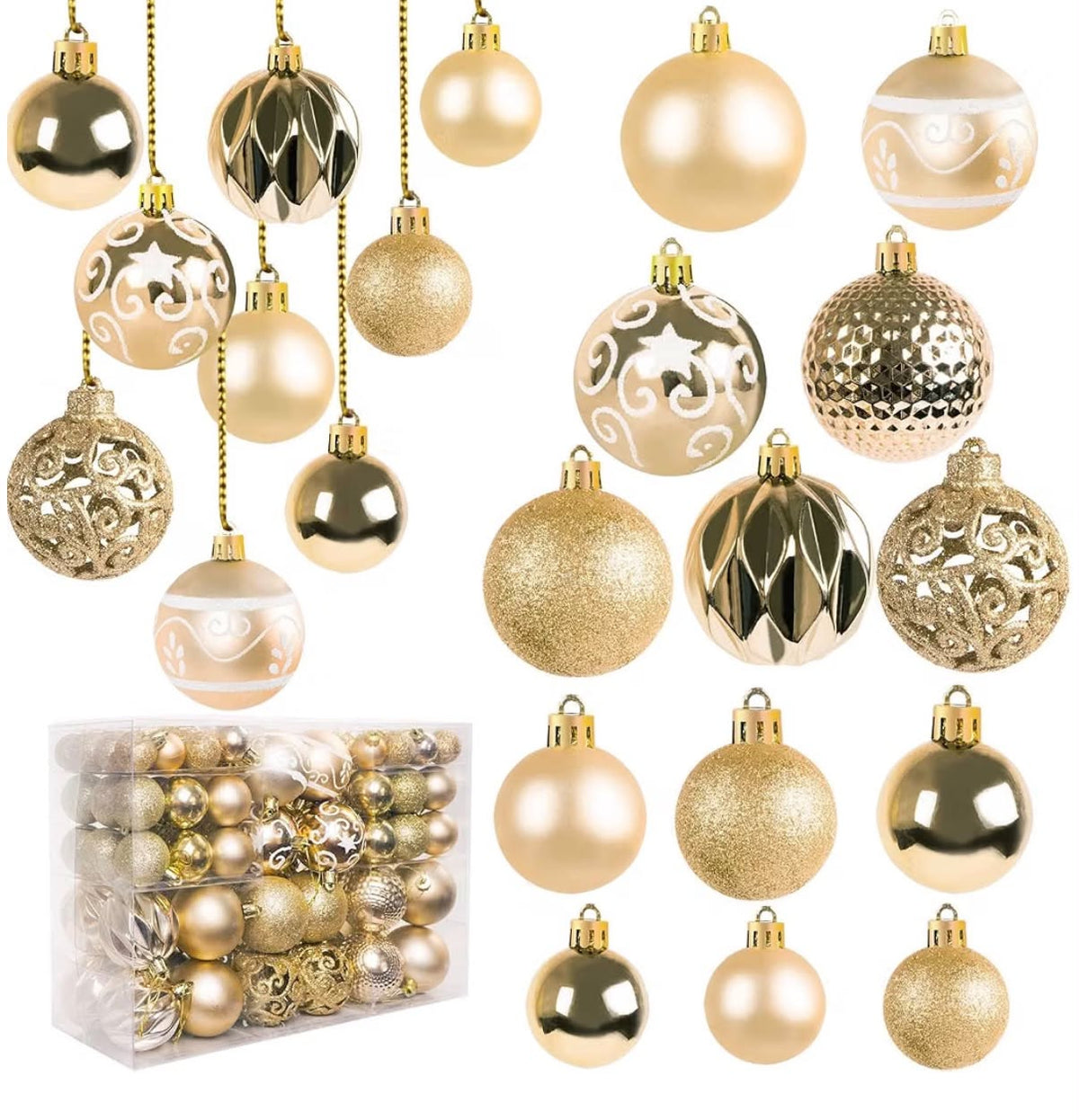 100Pcs Christmas Ball Ornaments for Christmas Tree Decoration Baubles Shatterproof Balls Hanging Ornaments for Xmas Holiday Party Home Decorations