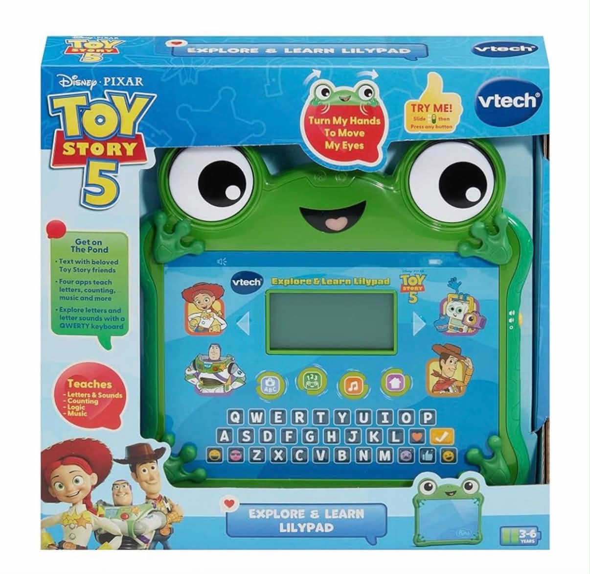 VTech Toy Story 5 Explore & Learn Lilypad, Educational Learning Tablet, Learn Letters, Number and More, Includes QWERTY Keyboard and 10 Number Buttons, Gift for Ages 3, 4, 5, 6 Years, English Version