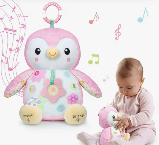 Penguin Baby Toys 0-6-12 Months, Stuffed Animal Plush Toy, Textured Hanging Ring Rattles And Crinkle Sound Paper, Tummy Time Toys for Newborns