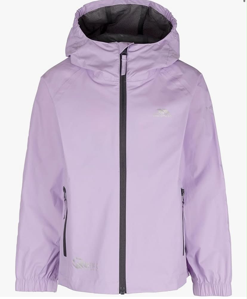 Trespass Kids Jacket Qikpac - Waterproof, Breathable, School Raincoat, 2 Zip Pockets, Full Zip,