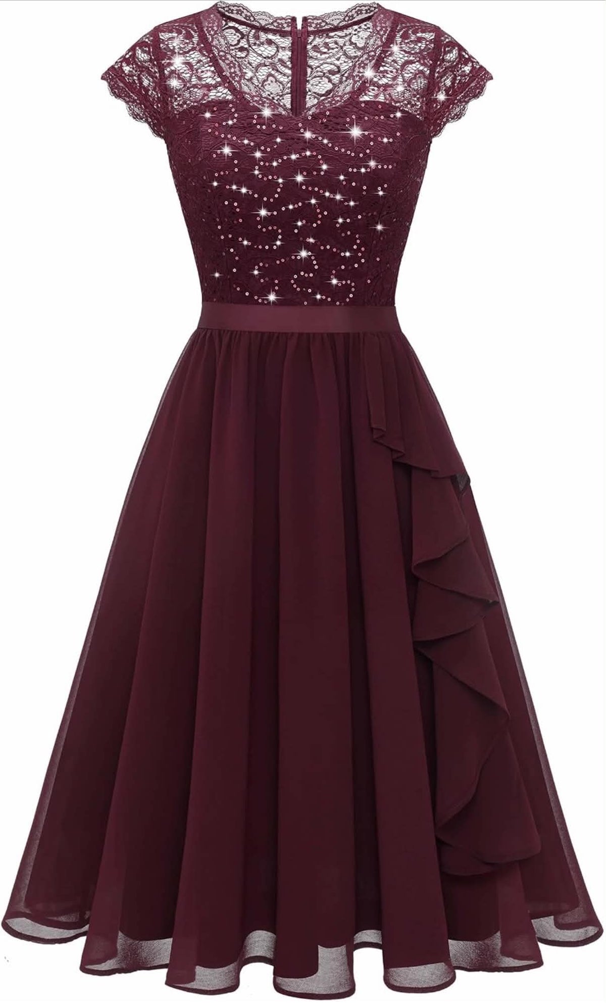 WedTrend Women's Sequin Dress Short Cocktail Dresses Ruffle Wedding Guest Dress Sparkly Formal Dresses