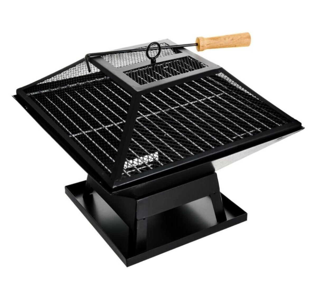 Steel Black Square Patio Heater Portable Fire Pit BBQ Camping Barbecue