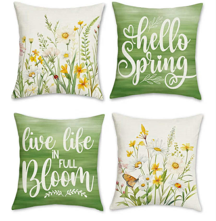 Bonhause Spring Flower Cushion Covers 45 x 45 cm