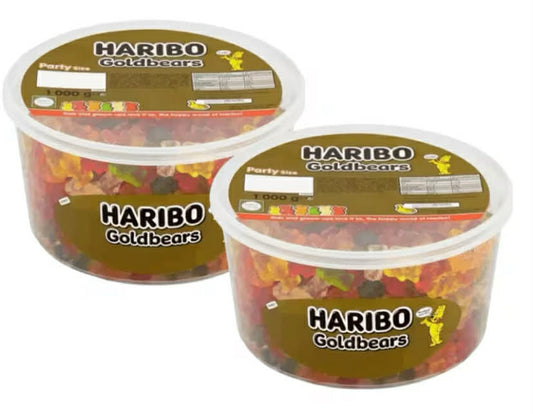 Haribo Gold Bears 1kg Drum  Twin Pack Offer 2 x 1kg Tubs  Gifting Tubs  Party Tubs
