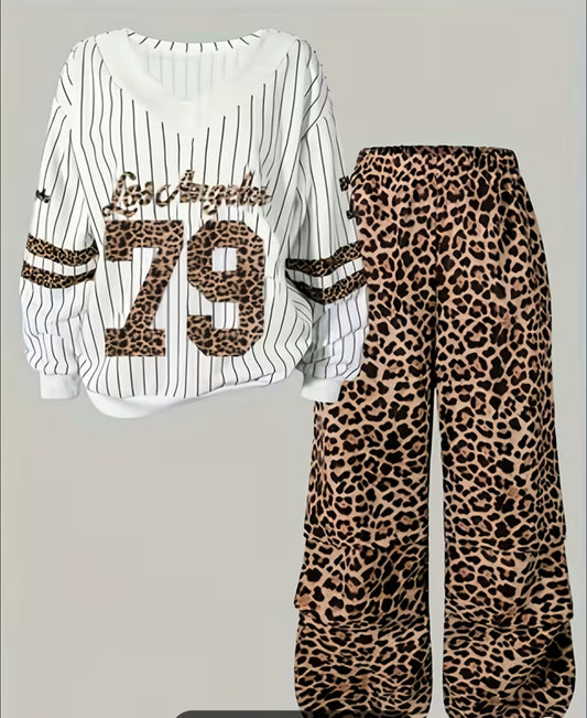 2 pc set leopard print plus size