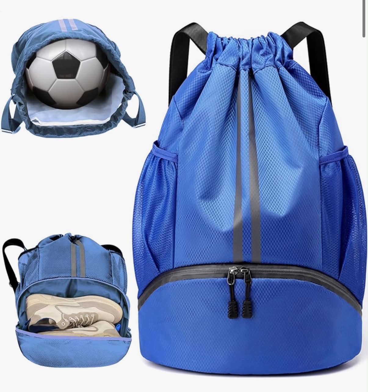 Football Boot Bag,Sports Kit Gym Sack Swimming PE Large Drawstring Bag Unise With Wet And Dry Separation,Waterproof Gym