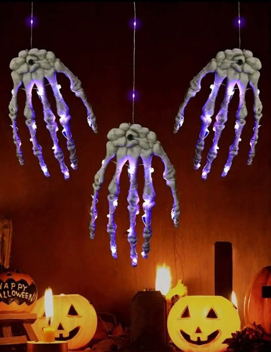 Halloween Decoration Glowing Skeleton Hands, LED String Lights, Without Battery, Halloween Party Background Decor Lights, Gag Prop Skeleton Ornaments