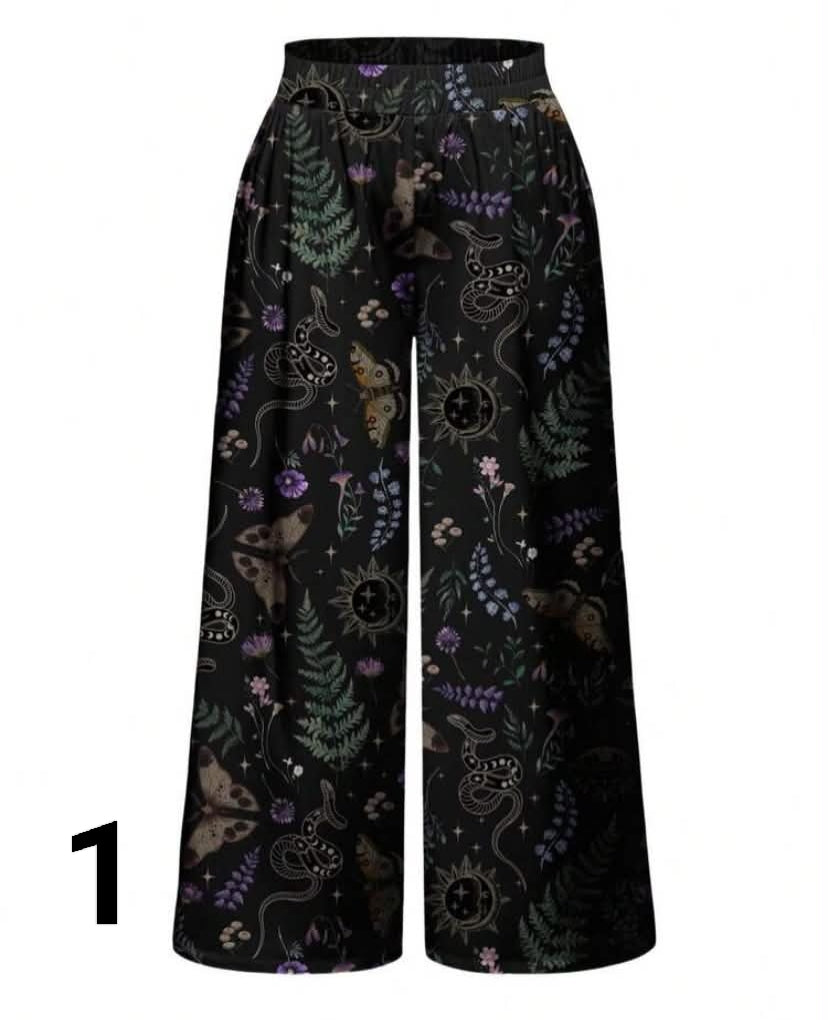 Gothic Dark Snake Print  Pitiful All-Over Print Loose Wide Leg Plus Size Pants
