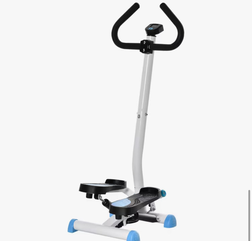Height Adjustable Step Machine Aerobic Exercise Workout Machine with Adjustable Resistance, LCD Screen & Handlebars