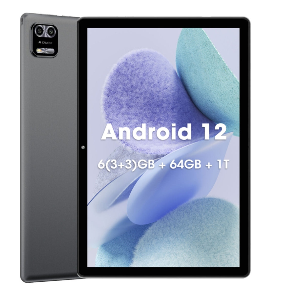 12 Tablet 10 inch Quad-Core Processor 3GB RAM 64GB ROM 1280x800 IPS Display Tablet with 2+8MP Camera WiFi Bluetooth 6000mAh (Android)
