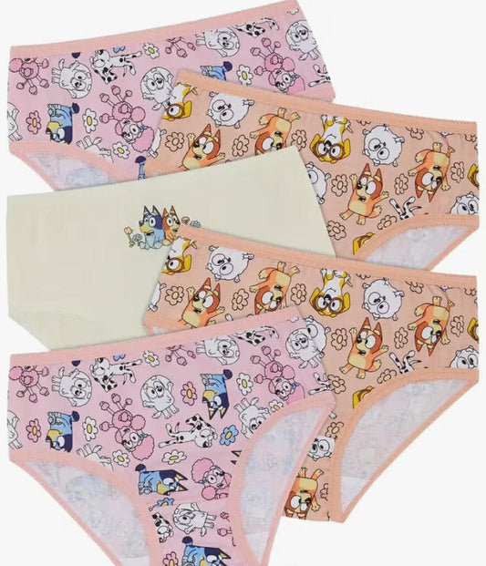 Bluey Five Pack Girls 100% Cotton Bingo Briefs