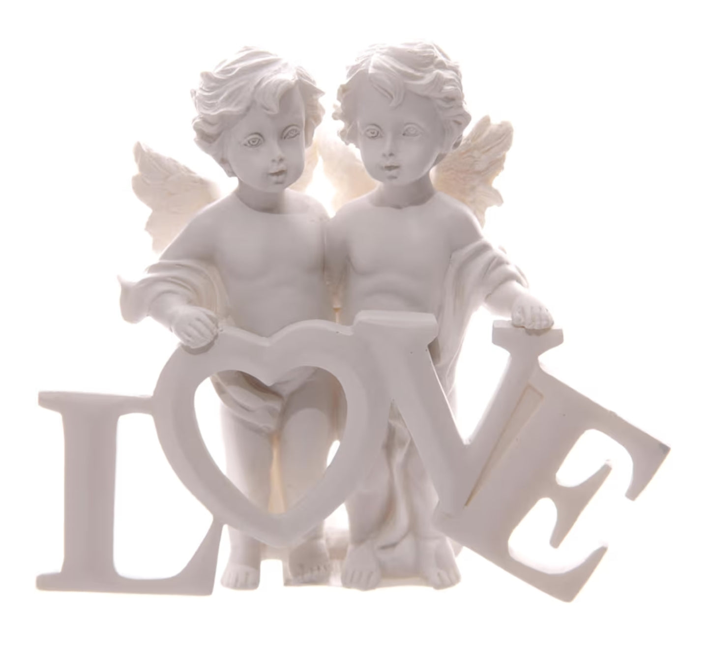 Cherubs Pair Holding LOVE Letters