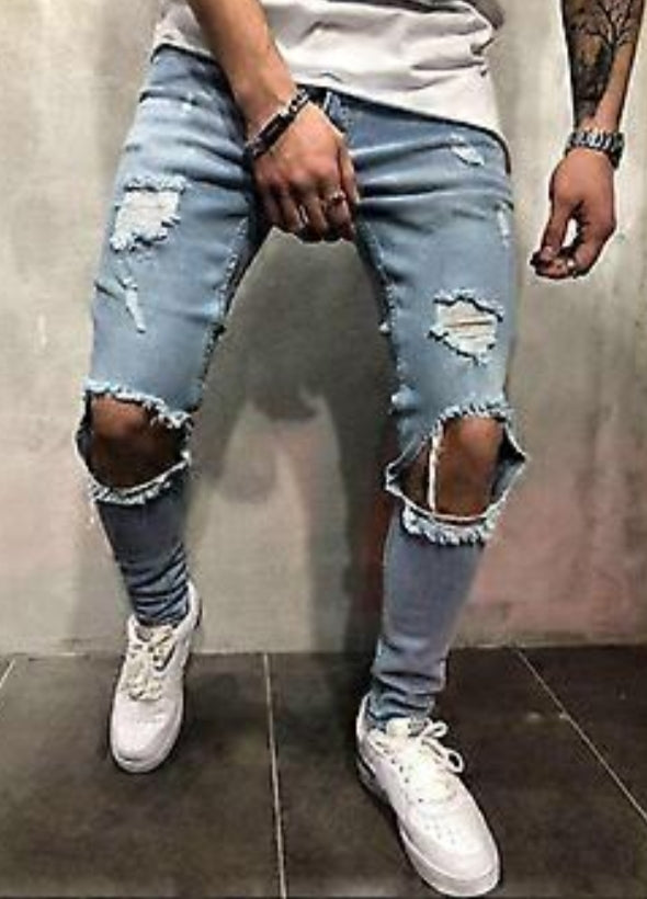 Men's Jeans New Ripped Slim-Fitting