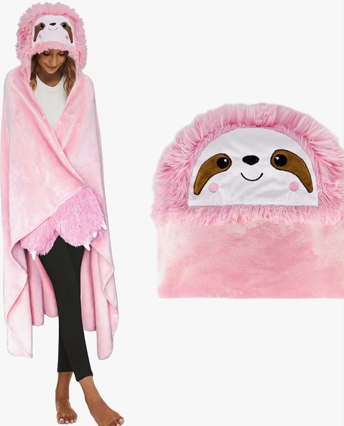 Wearable Hooded Blanket Soft Cute Warm Fluffy  59 * 51 inch