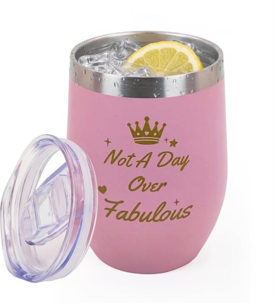 Coolparty 12oz Pink or brown  Insulated Wine Tumbler Gift for 
 350ml Stainless Steel Coffee Mug with Lid Double Wall Vacuum Travel Cup