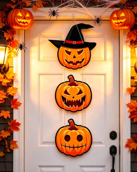 1 Set Halloween Pumpkin Door Hanging Decoration, Halloween Paper Hanging Ornament,