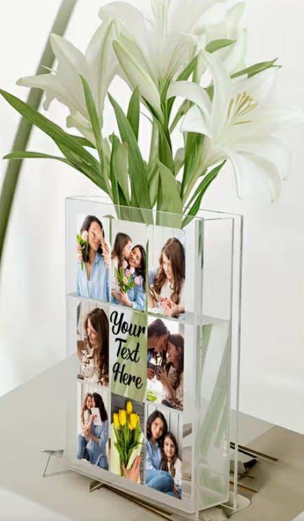 Custom Personalized Acrylic Book Vase Designed for Flowers,