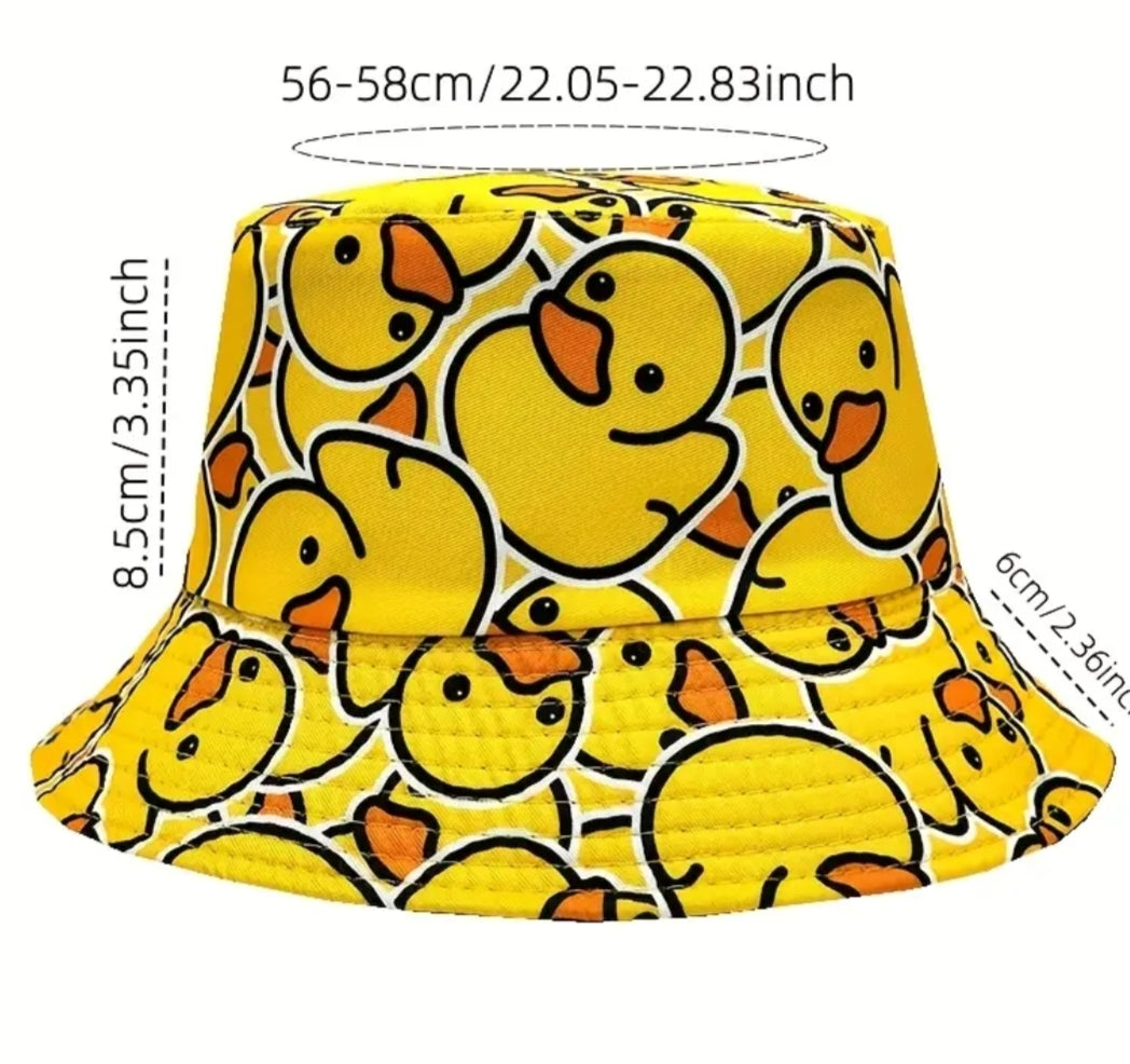 1 pc Reversible Yellow Duck Bucket Hat – Sun-Protected, Lightweight