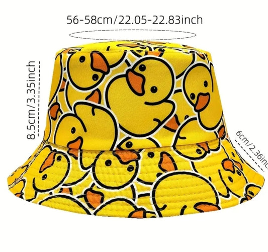 1 pc Reversible Yellow Duck Bucket Hat – Sun-Protected, Lightweight