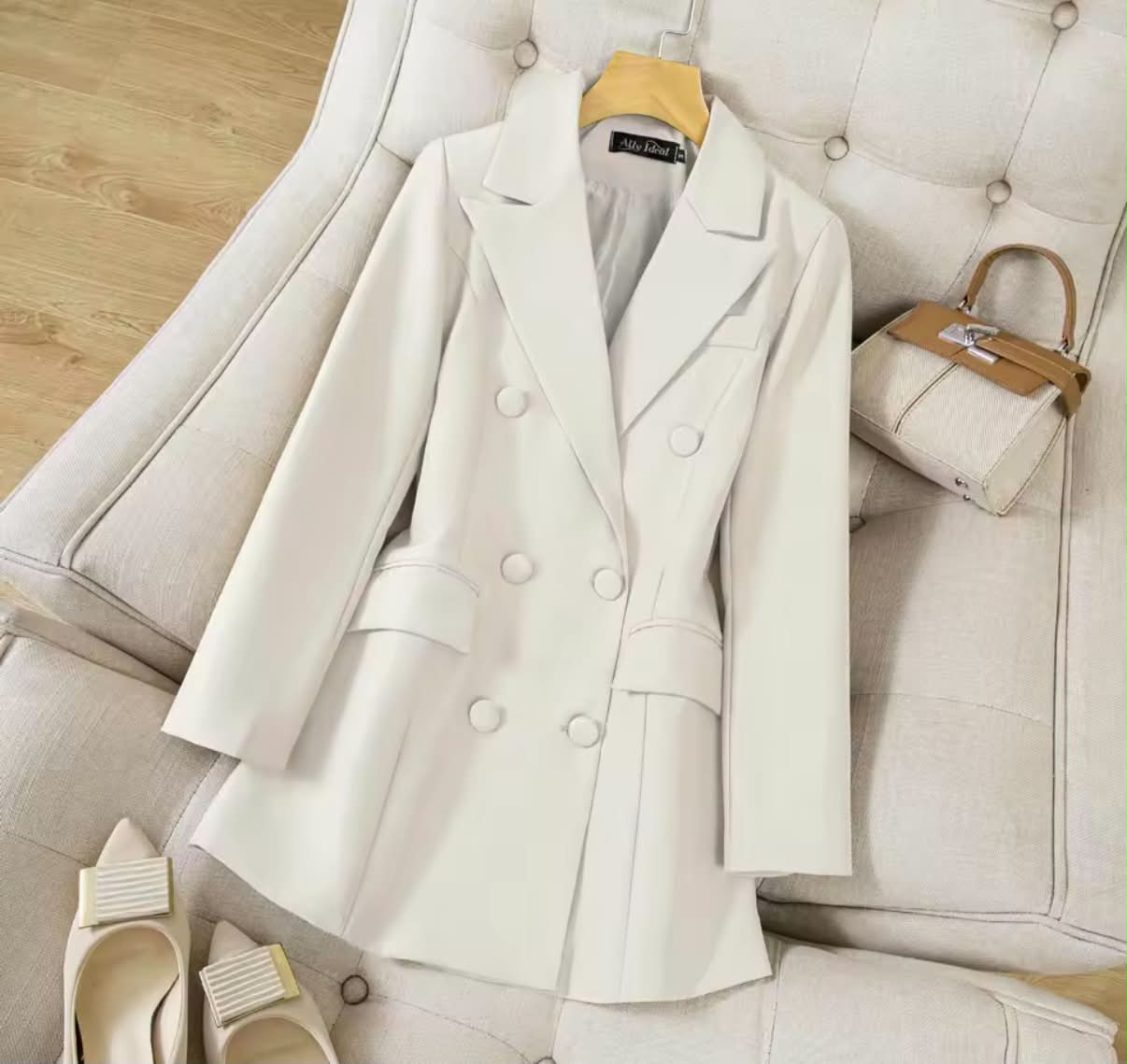 New Women's Double-Breasted Pure Color Commute Suit Jacket