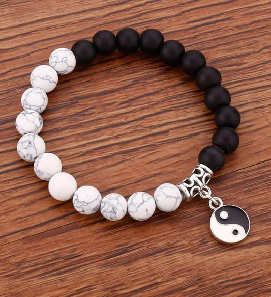 Yin & Yang Charm Beaded Bracelet