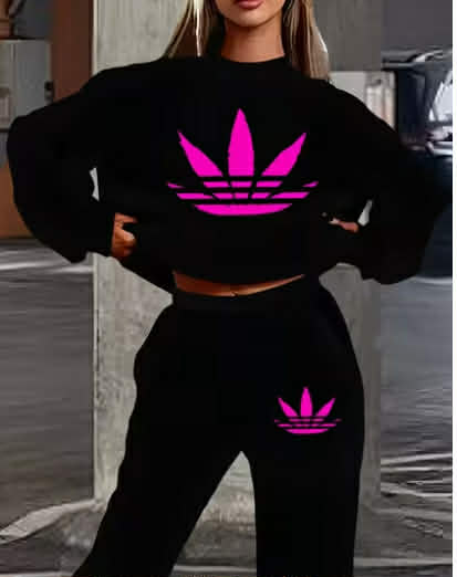Plus Size Women's New Autumn/Winter Fashion Sweatshirt and Sweatpants Two-Piece Set