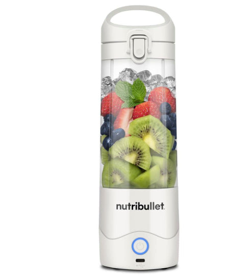 nutribullet Portable Blender in White - Powerful Extractor Blade, 475ml Cup, To-Go Lid, USB-C Charging Cable & User Guide - Delivers 15+ Blending Cycles - Healthy Shakes On The Move