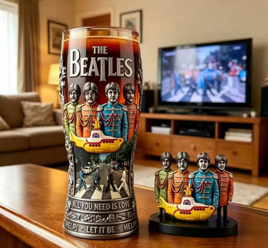 The Beatles Beatles themed relief glass Abbey Road yellow submarine commemorative beer cup