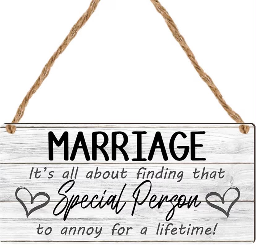 Marriage Special Person Lifetime Wooden Plaque – Funny Mr. & Mrs Wedding Gift, Novelty Sign for Home Decor, Anniversary Present, Humorous Keepsake for Couples,